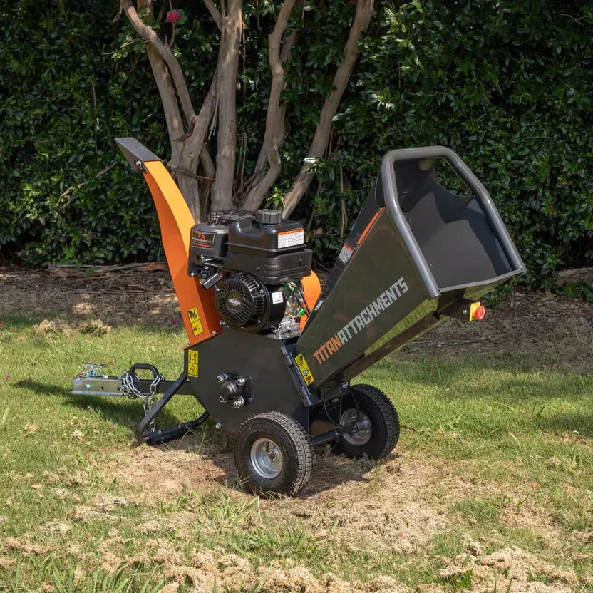 Titan Attachments Wood Chipper | 3" Capacity | 208cc Briggs & Stratton | 22.25" Width | 187 lb | 6.5 HP | Tow-Behind | For ATV/UTV