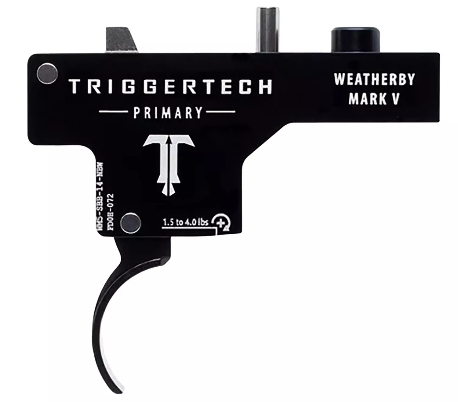 TriggerTech PrimarySingle-Stage Curved Trigger with 1.50-4 lbs Draw Weight & Black PVD Finish for Weatherby Mark V
