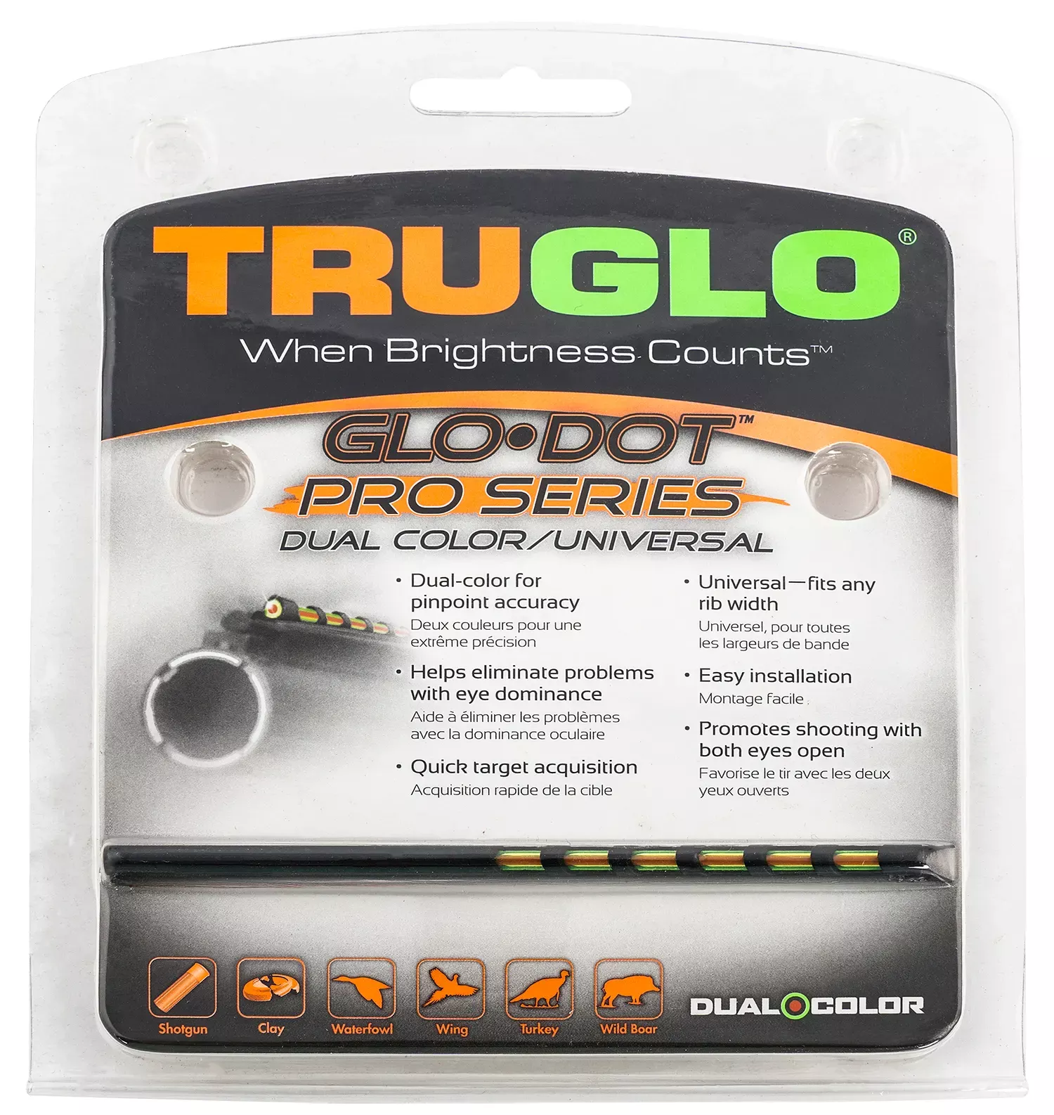 TruGlo Glo•Dot Universal Pro Black Green Red Fiber Optic Front Sight