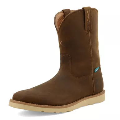 TWISTED X Men's 10in Work Pull On Wedge Sole Distressed Saddle Boots (MCBW001)
