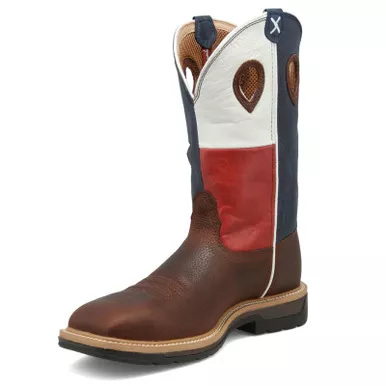 TWISTED X Men's 12in Western Steel Toe Brown/Texas Flag Work Boots (MLCS017)