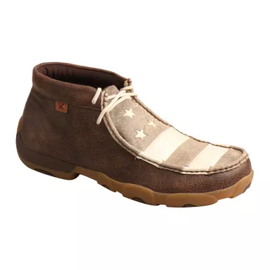 TWISTED X Mens VFW Chukka Driving Brown/Ivory Moccasins (MDM0075)