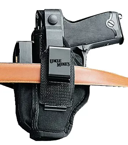 Uncle Mike’s Sidekick Hip Holster Size 02 IWB/OWB Style made of Laminate with Black Finish & Belt Clip Mount fits 3-4″ Barrel Medium-Large DA Revolver & 2.25″ Belt Size for Ambidextrous Hand