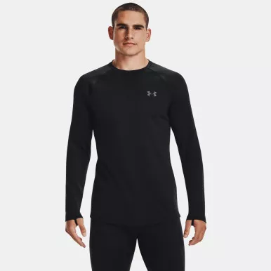 UNDER ARMOUR Men's Base 4.0 Black / Pitch Gray Crew Neck Shirt (1353349-001)