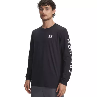 UNDER ARMOUR Men's Freedom Flag Black/White Long Sleeve T-Shirt (6007922-001)