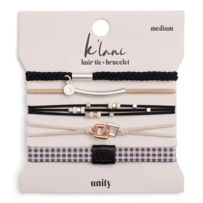 Unity Black with Silver Hair Tie Bracelets