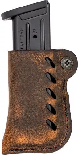 Versacarry Leather Mag Holder - Double Stack Flex Vent Dis Brn