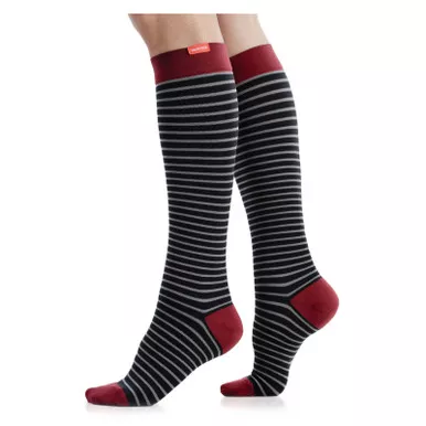 VIM&VIGR Little Stripe Nylon 30-40 mmHg Black/Grey Compression Socks (V3N-034A-1065)