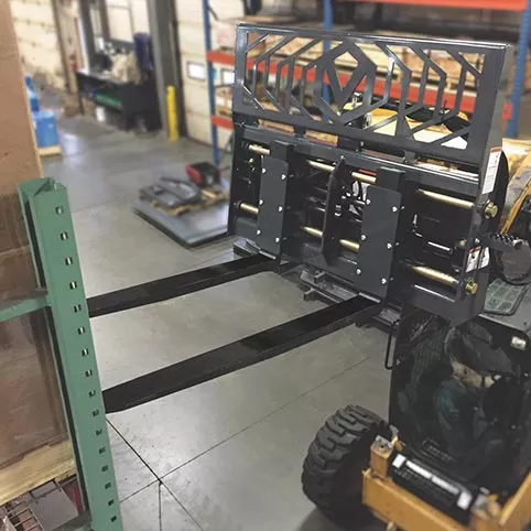 Virnig Hydraulic Adjust Pallet Fork | Models PFHA48 & PFHA60 | Widths 48″ & 60″ | 15-25 GPM | For Skid Steers
