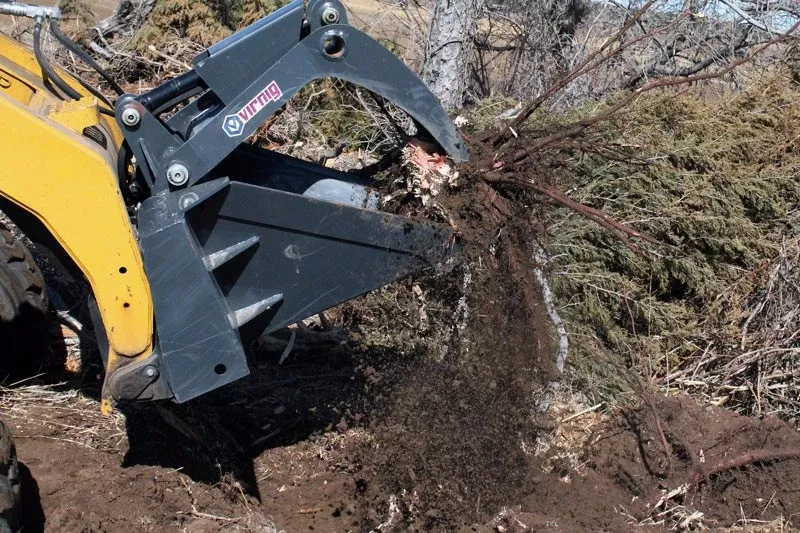 Virnig Stump Bucket Grapple | Model STMPG | 45.6″ Width | 15-25 GPM | For Skid Steers
