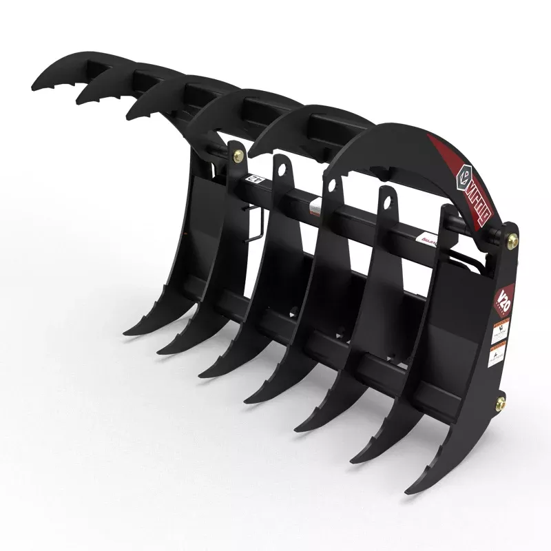 Virnig V20 Mini Skid Steer Root Rake Grapple | CRG Series | Widths 36″ To 48″ | 15-25 GPM | For Mini Skid Steers