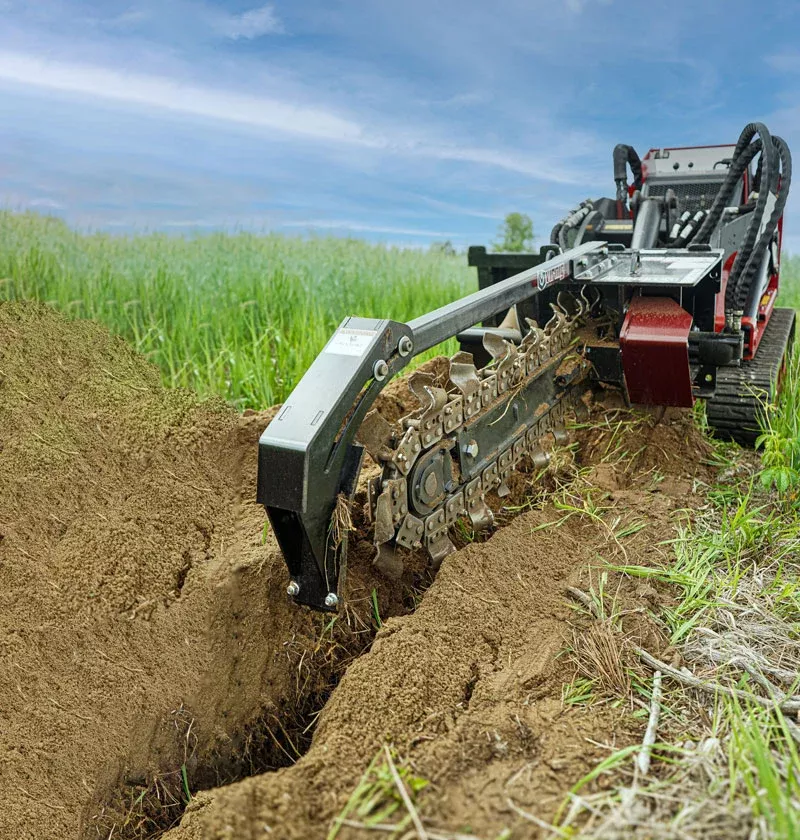 Virnig V20 Mini Skid Steer Trencher | Models CTRN36-18 & CTRN48-18 | 36″ To 48″ Dig Depth | 10-18 GPM | For Mini Skid Steers