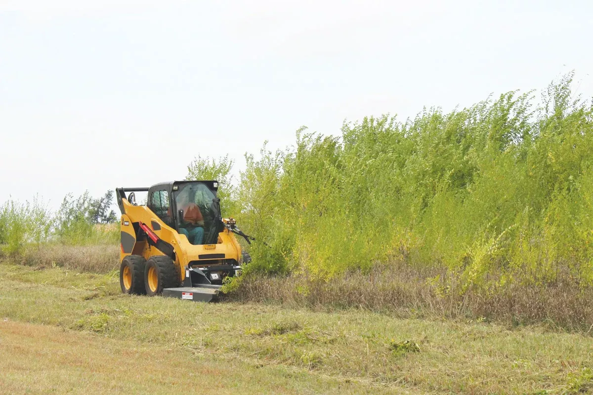 Virnig V40 Closed Front Rotary Brush Cutter | Models BBV60 & BBV72 | Widths 60″ & 72″ | 16-25 GPM | For Skid Steers