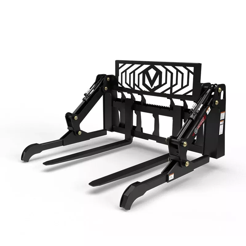 Virnig V60 Two-Cylinder Pipe & Mat Pallet Fork Grapple | Models PPFG248 & PPFG260 | Widths 48″ & 60″ | 15-25 GPM | For Skid Steers