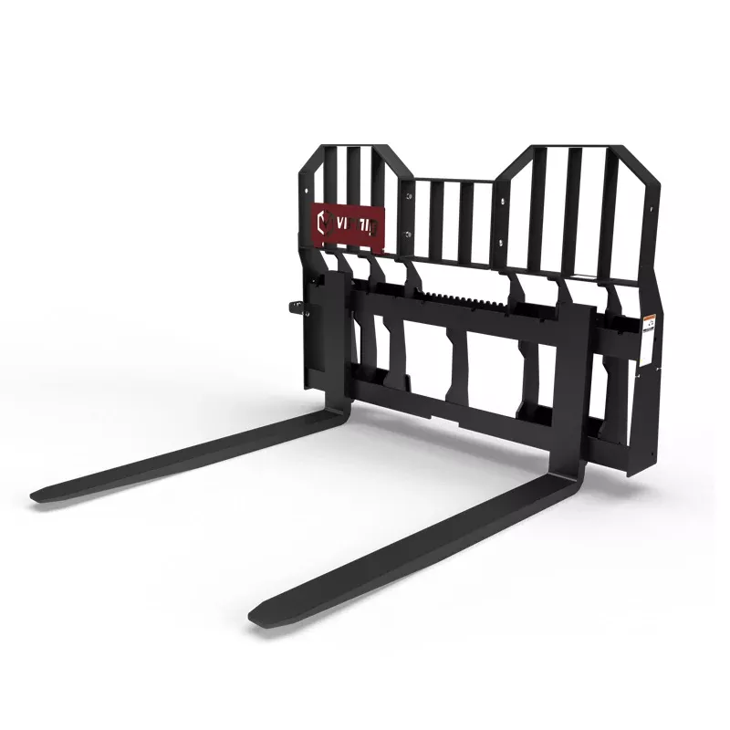 Virnig Wide Rail Pallet Fork: Hi-Vis | WPF Series | Tine Length 42″ To 72″ | 15-25 GPM | For Skid Steers