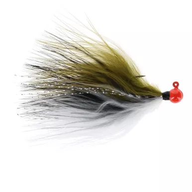 VooDoo Custom Tackle Marabou Jigs 1/16 oz. Red Black-Olive-White