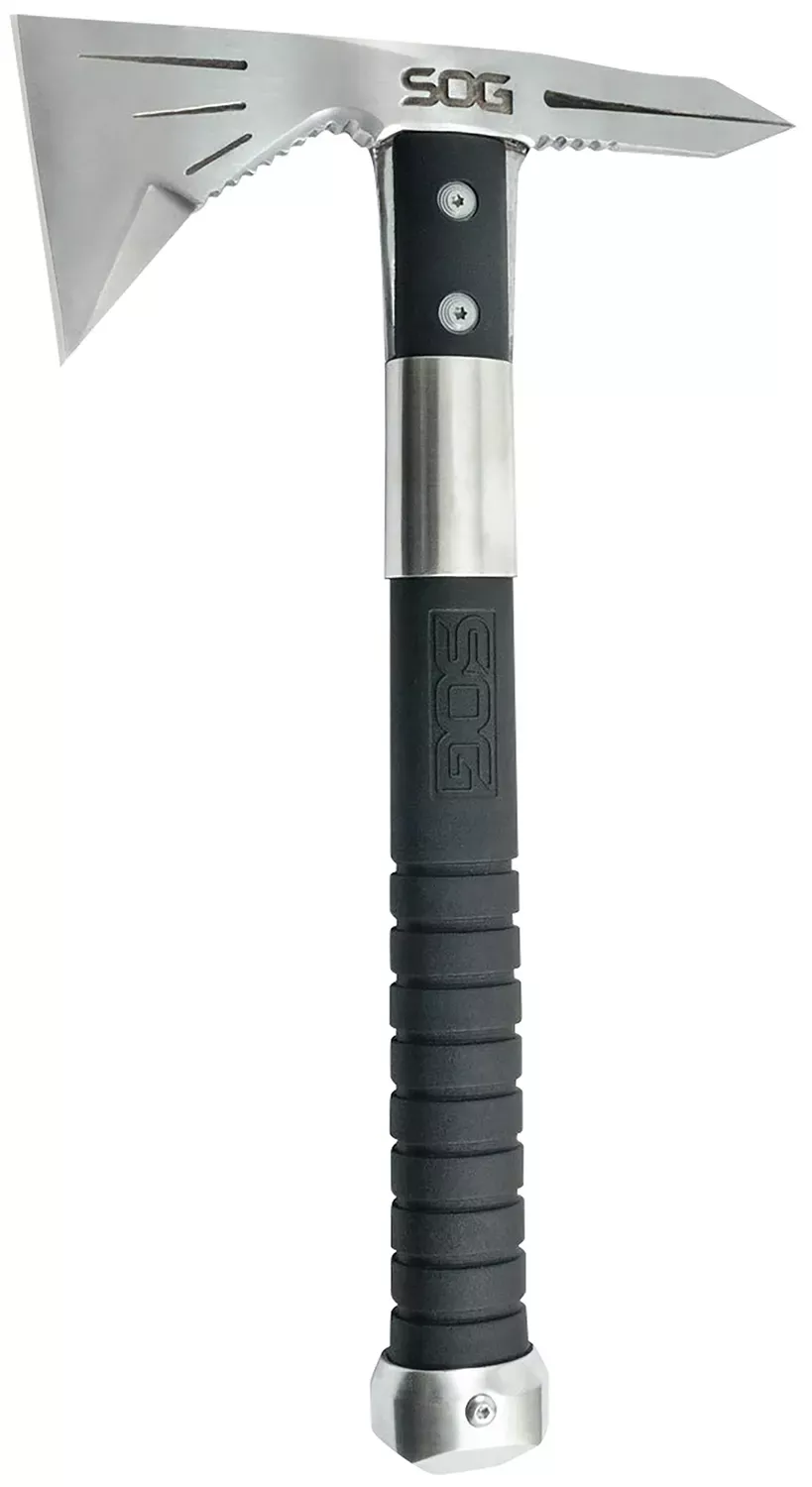 Voodoo Hawk Mini 2.75″ Blade 3Cr13MoV SS Blade Black Side Hammer Checkering w/”SOG” GRN Handle 12.50″ Long Tomahawk