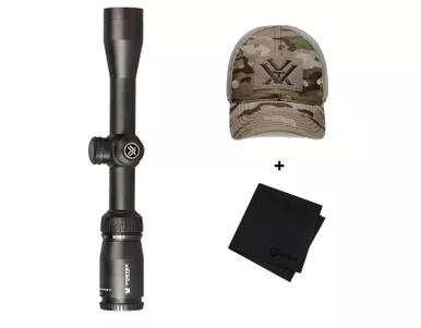 VORTEX Crossfire II 2-7x32mm V-Plex Reticle 1in Riflescope w/ Counterforce Camo Cap and Microfiber Cleaning Cloth (VOR-CF2-31001R+120-64-MUL+MF)