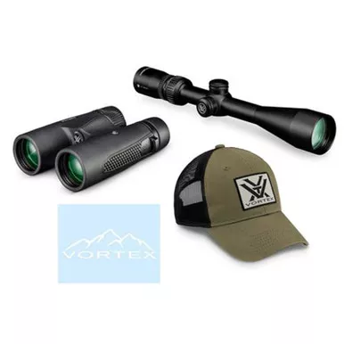 Vortex Optics Binoculars Bundle Scope, Hat, Binoculars, Sticker