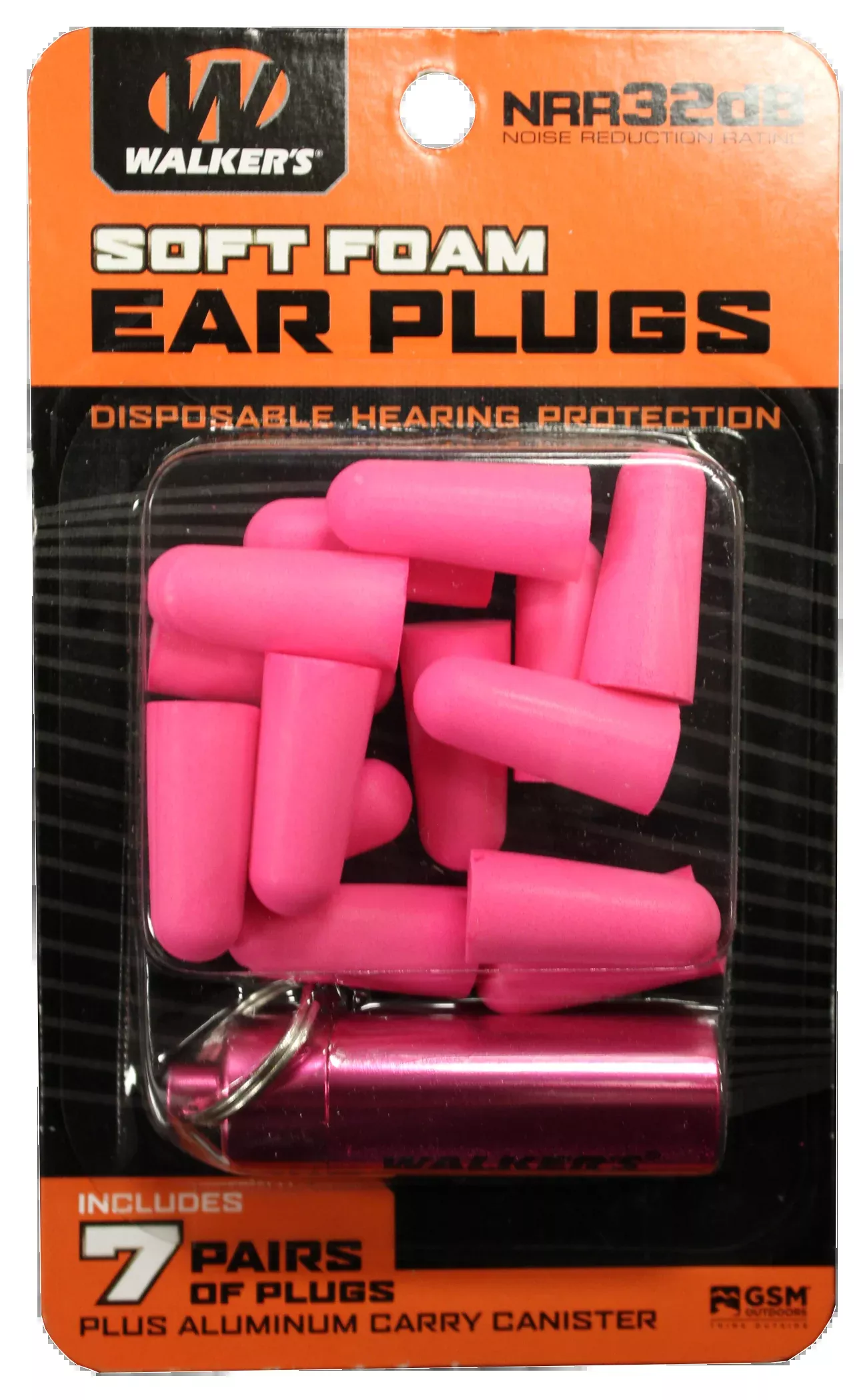Walker's 7pk Pnk Foam Plug W/case