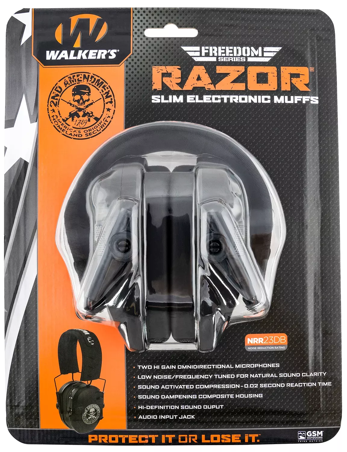 Walker's Razor Freedom Muff 23 dB Over the Head Black Ear Cups