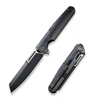 We Knife WE16020-5 Reiver Flipper Folding Knife 3.97" S35VN Cleaver Plain Edge Blade, Bronze/Black Titanium Handle