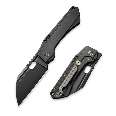 We Knife WE19072-2 Roxi 3 Front Flipper Folding Knife 3.14" S35VN Wharncliffe Plain Edge Blade, Black Titanium Handle