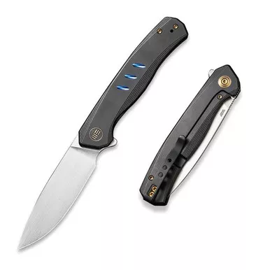We Knife WE20015-1 Seer Flipper Folding Knife 3.48" 20CV Drop Point Plain Edge Blade, Black Titanium Handle
