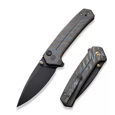 We Knife WE21026B-7 Culex Flipper Folding Knife 2.97" 20CV Drop Point Plain Edge Blade, Tiger Stripe Flamed Titanium Handle