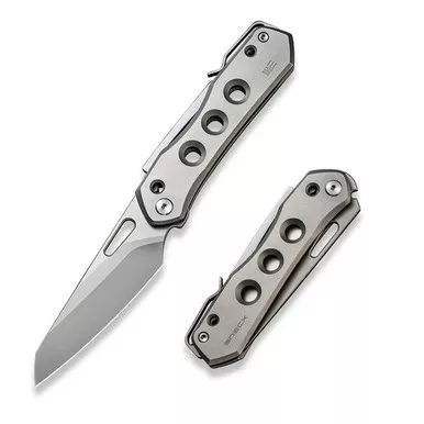 We Knife WE21031-1 Vision R Manual Folding Knife 3.54" 20CV Reverse Tanto Plain Edge Blade, Gray Titanium Handle