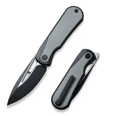 We Knife WE21033-1 Baloo Front Flipper Folding Knife 3.31" 20CV Drop Point Plain Edge Blade, Gray Titanium/G10 Inlay Handle