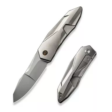 We Knife WE22028-2 Solid Flipper Folding Knife 3.88" 20CV Spear Point Plain Edge Blade, Polished Titanium Handle