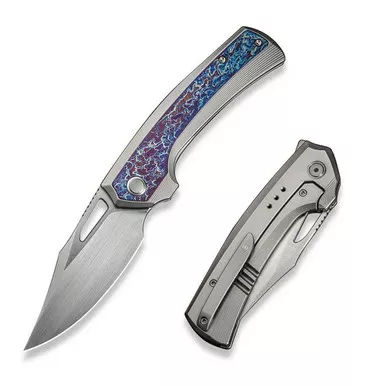 We Knife WE22040FA-1 Nefaris Flipper Folding Knife 3.48" 20CV Clip Point Plain Edge Blade, Polished Flamed Titanium Handle