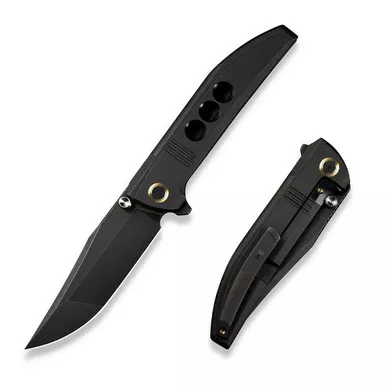 We Knife WE22041-1 Ezinta Flipper Folding Knife 3.99" M390 Clip Point Plain Edge Blade, Black Titanium Handle