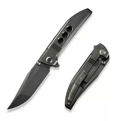 We Knife WE22041-3 Ezinta Flipper Folding Knife 3.99" M390 Clip Point Plain Edge Blade, Polished Gray Titanium Handle