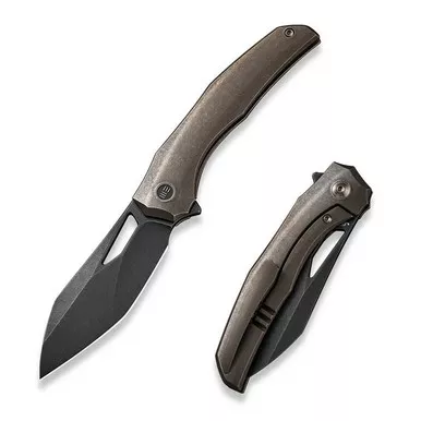 We Knife WE22042B-2 Ignio Flipper Folding Knife 3.30" 20CV Wharnto Plain Edge Blade, Bronze Titanium Handle