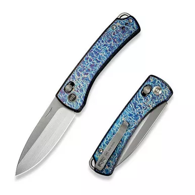 We Knife WE22046-4 Nightblade Crossbar Lock Folding Knife 2.98" 20CV Drop Point Plain Edge Blade, Flamed Titanium Handle