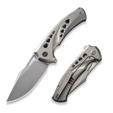 We Knife WE23051-2 Swiftfin Flipper Folding Knife 3.80" 20CV Modified Clip Point Plain Edge Blade, Polished Titanium Handle