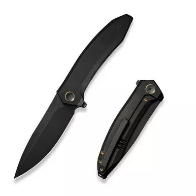 We Knife WE23070-1 Acuminal Flipper Folding Knife 3.98" Vanax Drop Point Plain Edge Blade, Black Titanium Handle