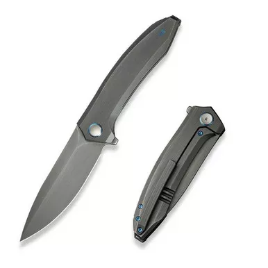 We Knife WE23070-3 Acuminal Flipper Folding Knife 3.98" Vanax Drop Point Plain Edge Blade, Gray Titanium Handle