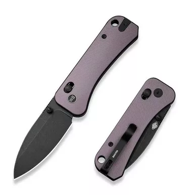 We Knife WE23075-2 Banter 2 Thumb Stud Folding Knife 2.87" S35VN Drop Point Plain Edge Blade, Purple Aluminum Handle