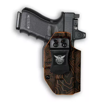 We The People Holsters WTP-R239_1044-R Red Dot Optic Cut IWB Holster for Smith & Wesson Bodyguard 2.0, Orange Topographic Map, Right Hand