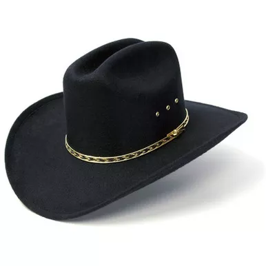 WESTERN EXPRESS Black Felt Finish Western Cattleman Hat (BFF-25-26-BLK)