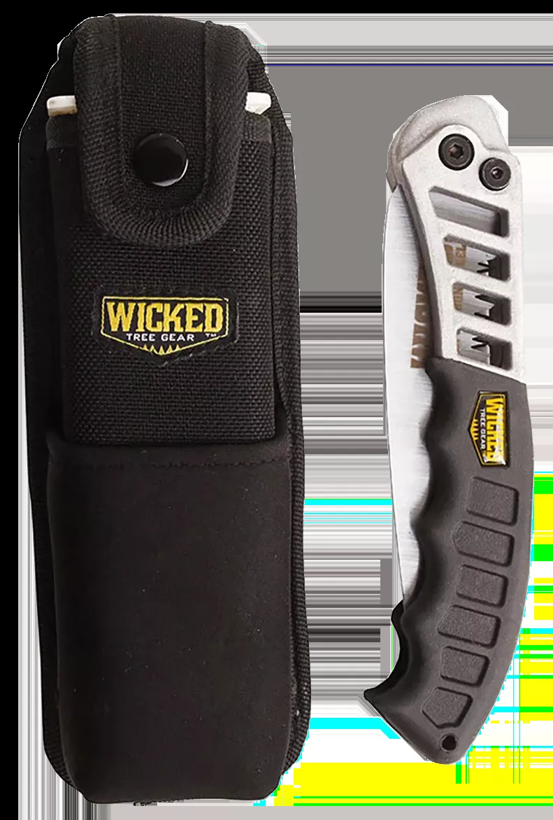Wicked Tree Gear Combo PackFolding Saw 7″ High Carbon Steel Blade/Black Overmolded Aluminum Handle