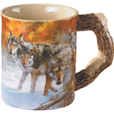 Wild Wings 8955712071 Sculpted Mug Body Language Wolves, 16 Ounce