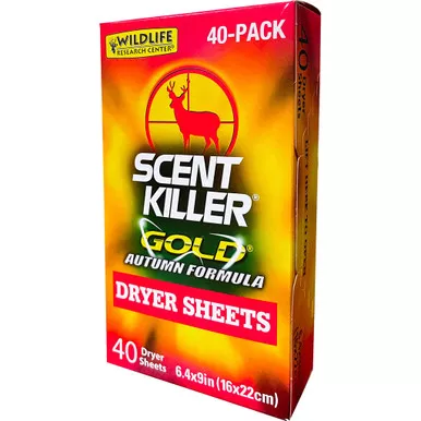 Wildlife Research 1283 Scent Killer Gold Dryer Sheets, Autumn, 40 Pack
