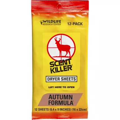 Wildlife Research 580 Scent Killer Dryer Sheets, Autumn, 12 Pack