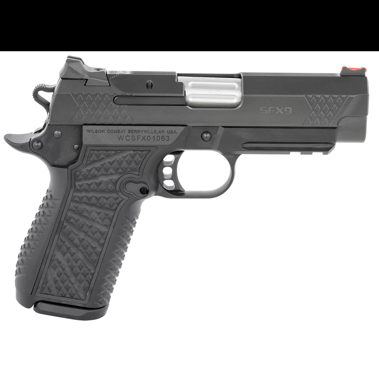 Wilson Combat SFX9 Compact Frame 9mm Luger Pistol 15+1 4″ Fluted Barrel Stainless Slide Aluminum Frame Drift Adjustable Rear Sight Black SFXCPR4