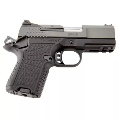 Wilson Combat SFX9SCR3A SFX9 Sub-Compact 9mm Luger 10+1 15+1 3.25″ Stainless Steel Barrel, Black DLC Serrated Stainless Steel Slide, Black Aluminum Frame w/Beavertail & Picatinny Rail, Black G10 Grip