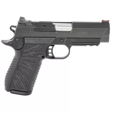 Wilson Combat SFXCPR4 SFX9 Compact Frame 9mm Luger 15+1 4″ Stainless Fluted Barrel, Black DLC Serrated Stainless Steel Slide, Black Aluminum Frame w/Beavertail & Picatinny Rail, Black Polymer Grip